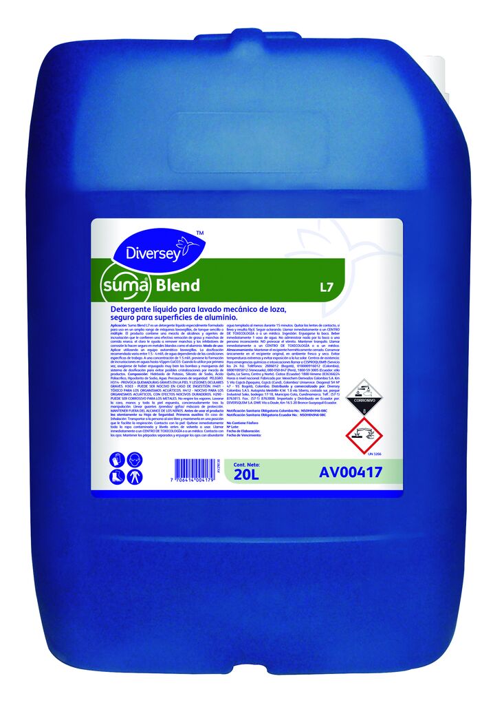 SUMA BLEND 20L - Detergente líquido para lavado mecánico de loza, seguro para superficies de aluminio